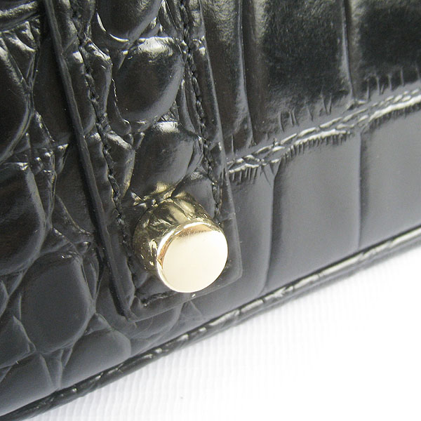 High Quality Fake Hermes Birkin 35CM Max Crocodile Veins Leather Bag Black 6089